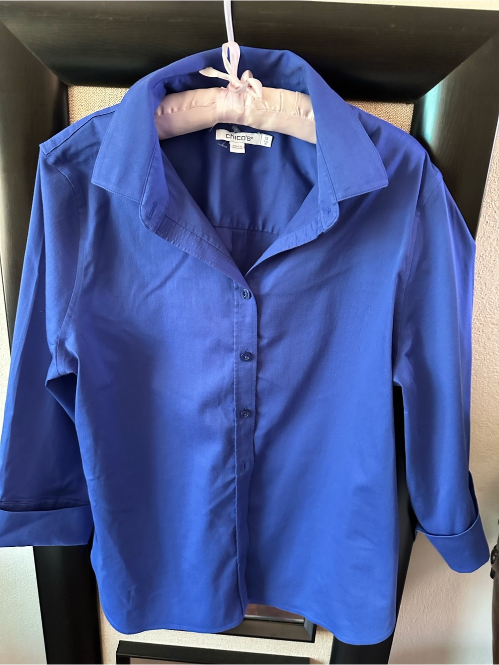 Chico's women’s Button-Down Shirt in Royal Blue